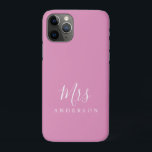 Capa Para iPhone 11 Pro Futuro, Sra. Fuchsia Pink Chic Script Bride<br><div class="desc">A futura Sra. capa de telefone com uma elegante caligrafia manuscrita branca num fundo cor-de-rosa fuchsia. Celebre seu casamento em estilo com um toque de simples elegância. Basta adicionar seu nome casado a este design feminino na moda chic. Desenvolvido exclusivamente para você pelo Happy Dolphin Studio. Se precisar de ajuda...</div>