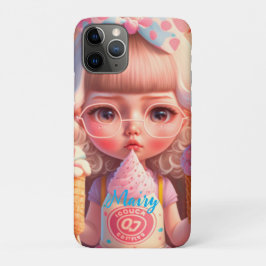 Capa Para iPhone 11 Pro Garota bonita Kawaii com sorvetes