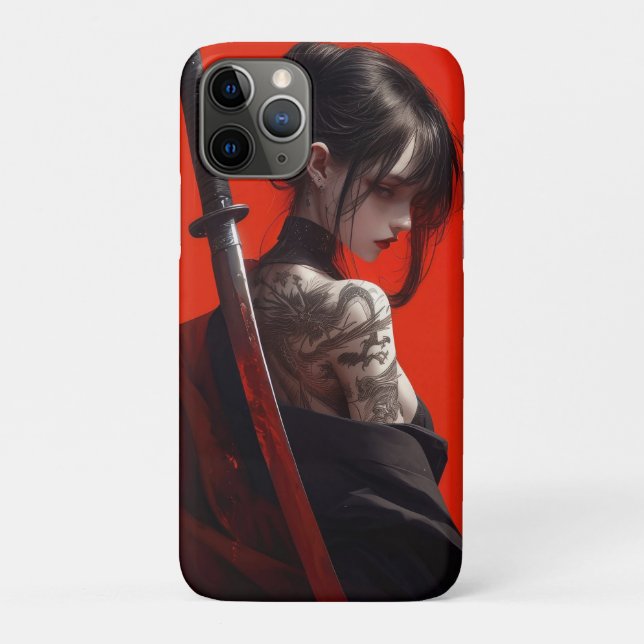Capa Para iPhone 11 Pro garota samurai (Verso)