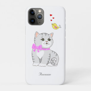Capa Para iPhone 11 Pro Gatinho Malhado Fofo em Branco