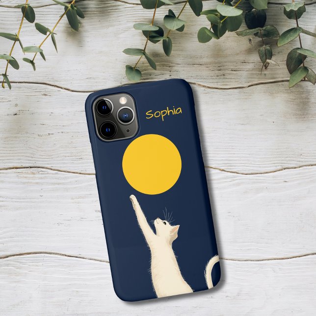 Capa Para iPhone 11 Pro Gato Alcançando a Lua (Criador carregado)