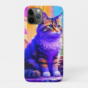 Capa Para iPhone 11 Pro Gato Bonito Sentado em Arte Windows Ai