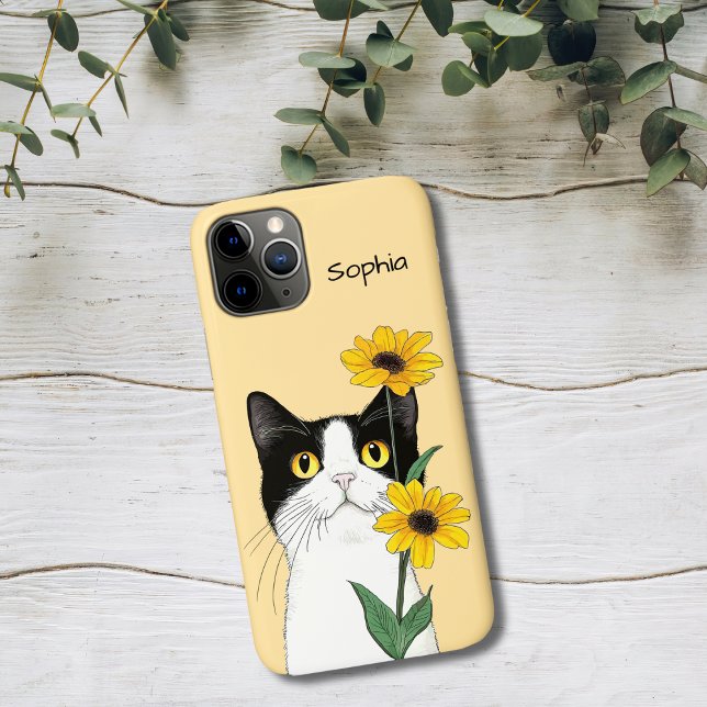 Capa Para iPhone 11 Pro Gato com Girassóis (Criador carregado)