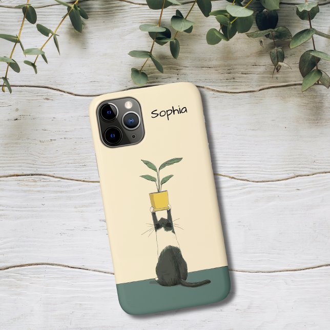 Capa Para iPhone 11 Pro Gato com Planta (Criador carregado)