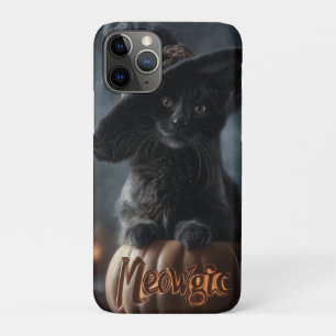 Capa Para iPhone 11 Pro Gato Negro "Meowgic" num Chapéu de Bruxa