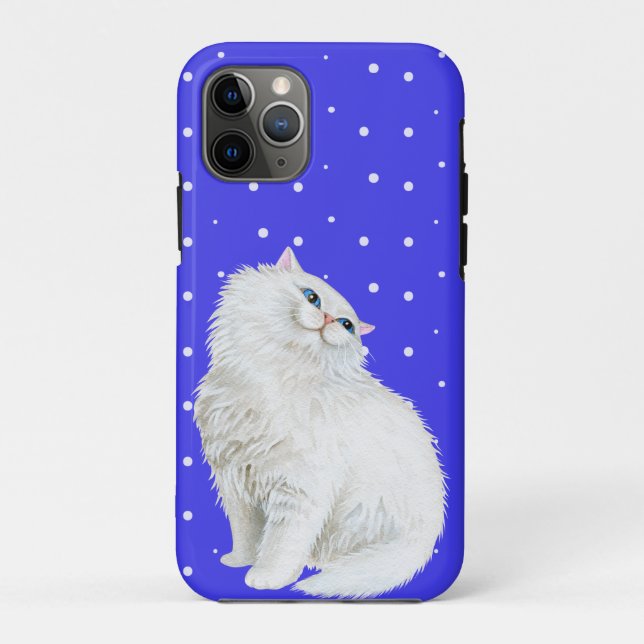 Capa Para iPhone 11 Pro Gato persa em pontos brancos (Verso)