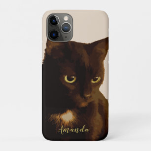 Capa Para iPhone 11 Pro Gato Preto amor animal de estimação estilo boho iP