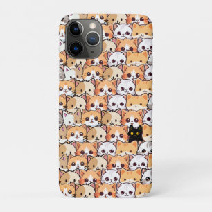 Capa Para iPhone 11 Pro Gato preto e bonito em gatos laranja animais de es