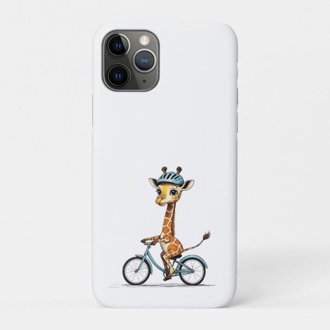 Capa Para iPhone 11 Pro Girafa Andando Bicicleta - Arte Lápis Desenhada à  (Verso)