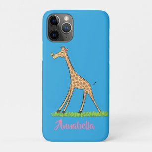 Capa Para iPhone 11 Pro Girafa bonita e feliz com cartoon de borboleta
