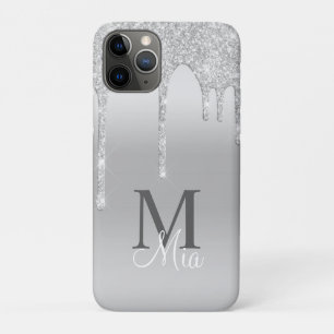 Capa Para iPhone 11 Pro Girassol Cinza de prata brilha monograma