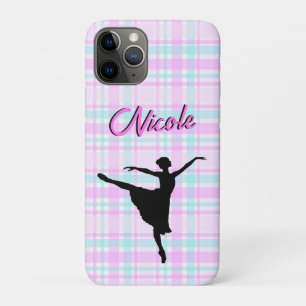 Capa Para iPhone 11 Pro Girl Ballerina Ballroom Dance Xadrez Pastel
