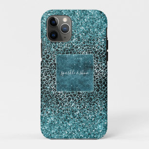 Capa Para iPhone 11 Pro Glam Turquoise Azul Azul-Leopardo - Impressão Lí