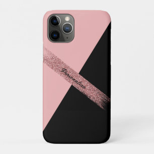 Capa Para iPhone 11 Pro Glicor Glítero Preto-Rosa Elegante