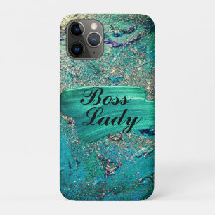 Capa Para iPhone 11 Pro Glittery Aqua Paint Strokes Lady