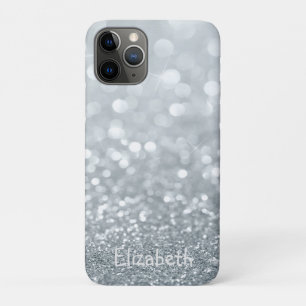 Capa Para iPhone 11 Pro Glittery Bokeh Elegante Girly Silver - Personaliza
