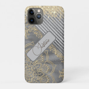 Capa Para iPhone 11 Pro Glittery Chic Mandala Personalizada