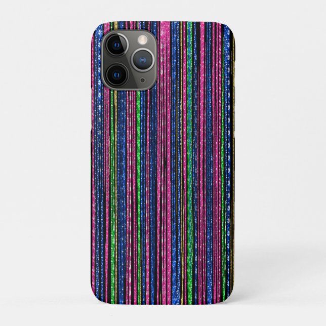 Capa Para iPhone 11 Pro Glitz e Glam Sparkly Stripes (Verso)