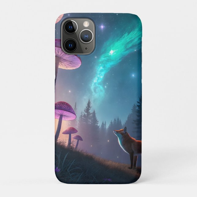 Capa Para iPhone 11 Pro Glowing Mushroom Forest Fox Fantasy Art (Verso)