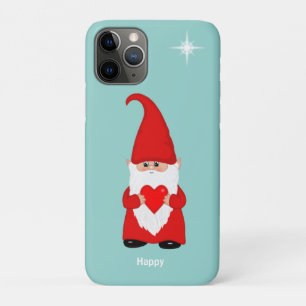 Capa Para iPhone 11 Pro Gnomo feliz com coração em azul-turquesa