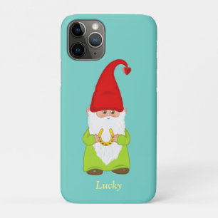 Capa Para iPhone 11 Pro Gnomo Sortudo Fofo com Ferradura em Azul Turquesa