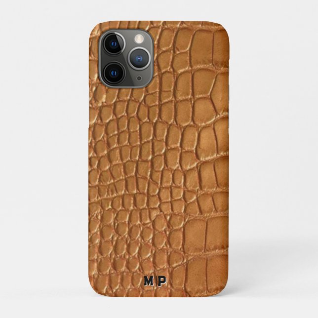 Capa Para iPhone 11 Pro Gold leather texture luxury meeting planner (Verso)