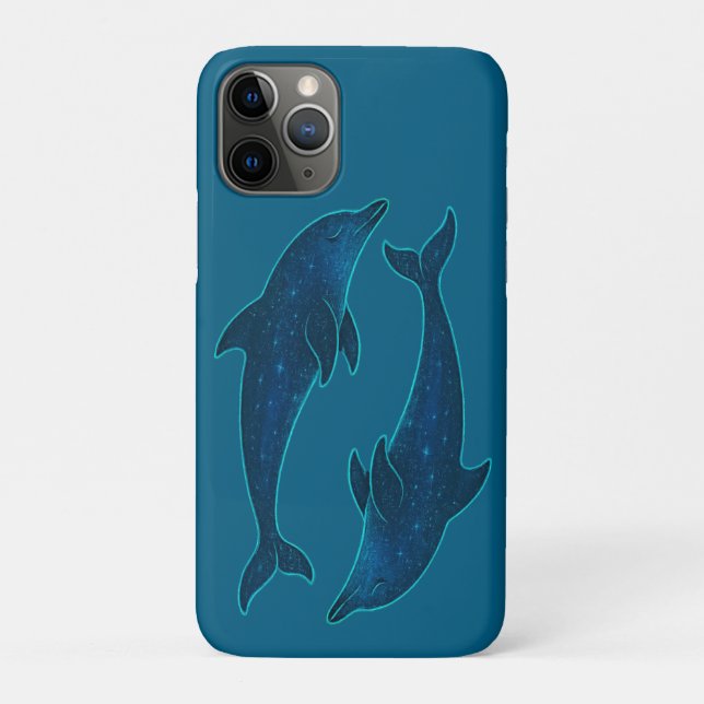 Capa Para iPhone 11 Pro Golfinhos no Mar Azul Profundo (Verso)