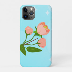 Capa Para iPhone 11 Pro Gradação do céu azul com ramificação primavera flo