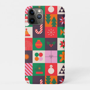 Capa Para iPhone 11 Pro Grade de Ícones Festivos de Feriado ✨ Natal Colori