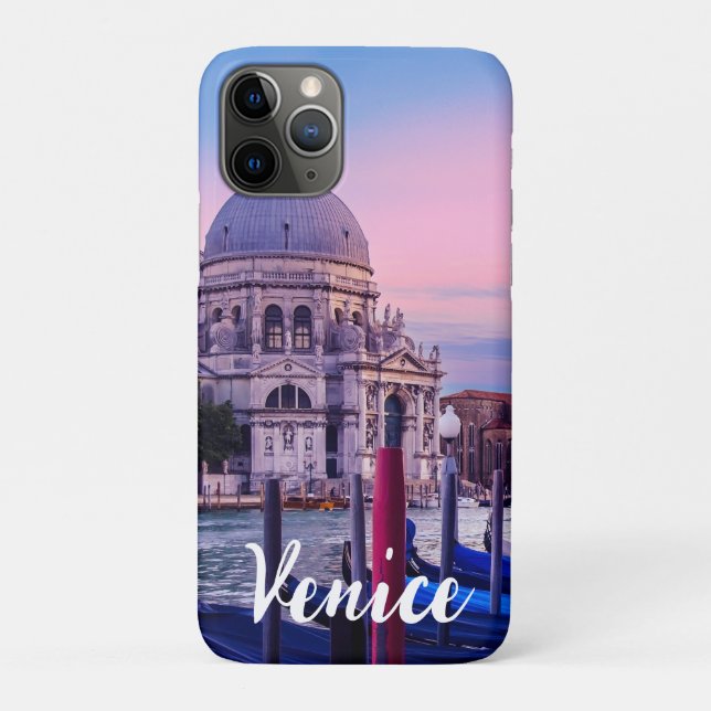 Capa Para iPhone 11 Pro Grande Canal com gondolas e igreja em Veneza (Verso)