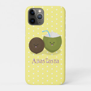 Capa Para iPhone 11 Pro Grátis feliz desenho animado de coconuts kawaii