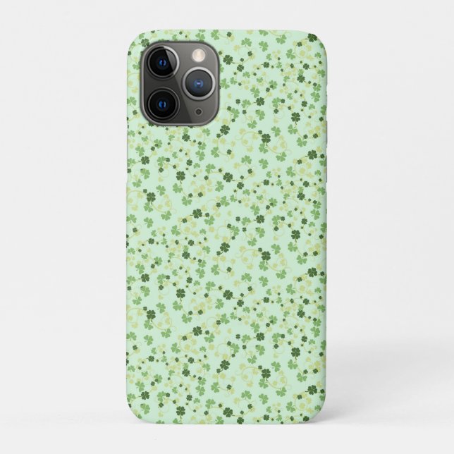 Capa Para iPhone 11 Pro Green Four Leaf Clovers St Patricks Day (Verso)