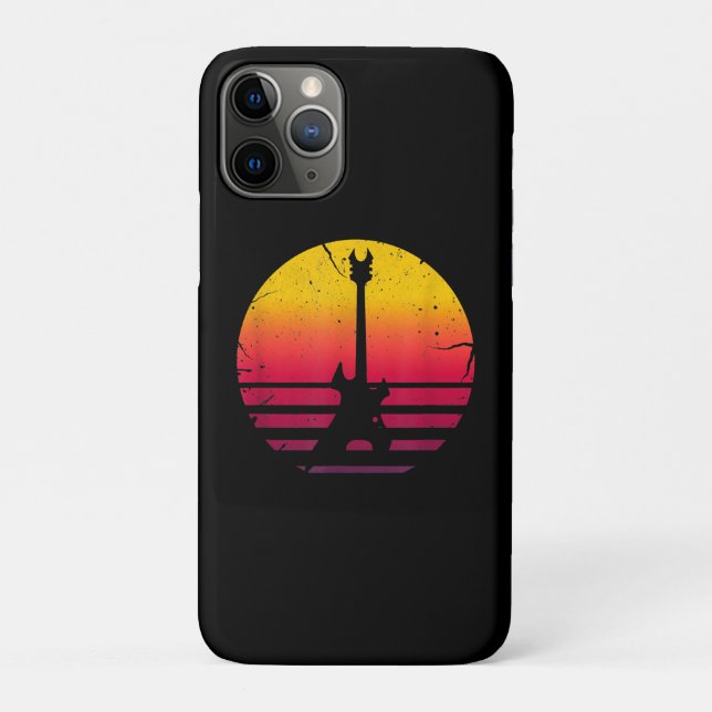 Capa Para iPhone 11 Pro Guitar Sunset Electric Rock Lover (Verso)