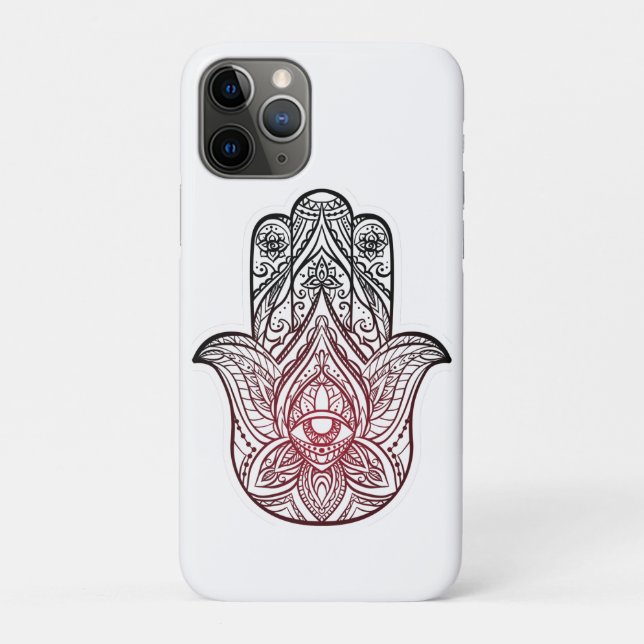 Capa Para iPhone 11 Pro Hamsa com padrão boho (Verso)