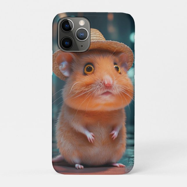 Capa Para iPhone 11 Pro Hamster com chapéu de palha - Design de beterraba (Verso)