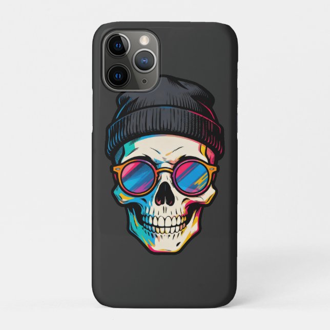 Capa Para iPhone 11 Pro Hipster Skully (Verso)