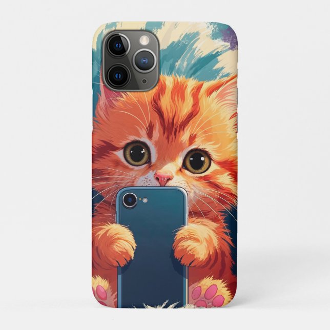 Capa Para iPhone 11 Pro Hora da Selfie – Gatinhos Fofos com Telefones (Verso)
