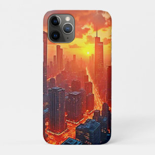 Capa Para iPhone 11 Pro Horizonte Dourado: Arte do Pôr do Sol na Cidade Ra