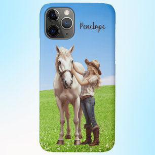 Capa Para iPhone 11 Pro Horseback Rapariga de Cavalo Personalizado