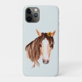 Capa Para iPhone 11 Pro Horso de Aquarela com girassol