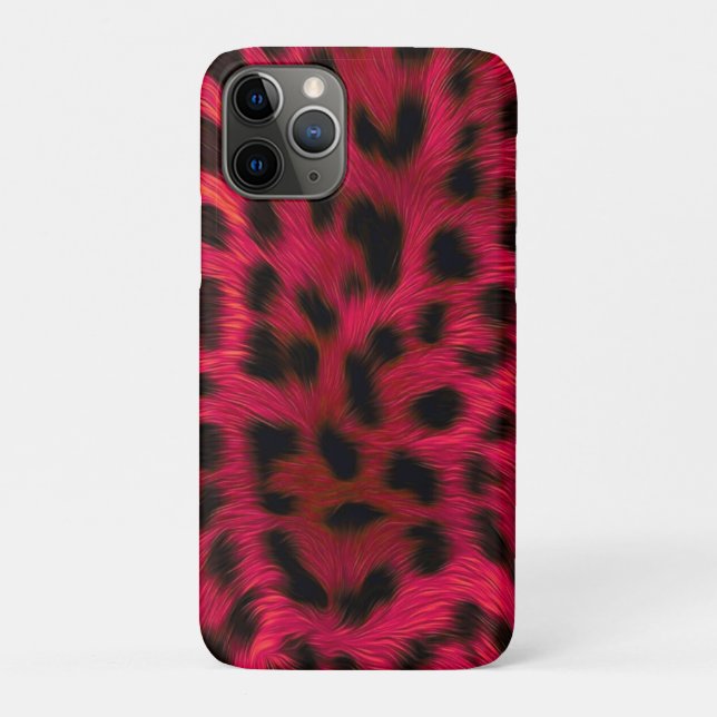 Capa Para iPhone 11 Pro Hot Pink Leopard Print Faux  (Verso)