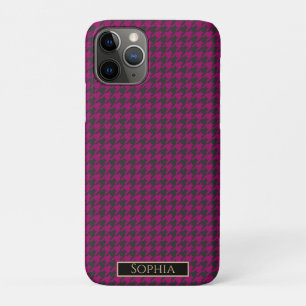 Capa Para iPhone 11 Pro Houndstooth-Magenta-