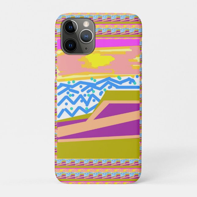 Capa Para iPhone 11 Pro Iate do Pôr do Sol Amarelo Roxo Rosa (Verso)