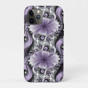 Capa Para iPhone 11 Pro Ilusão Lilás Arte Floral Abstrata Fantasia Fractal