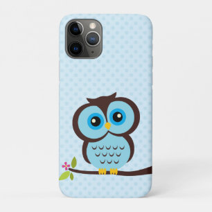 Capa Para iPhone 11 Pro Ilustração Adorável de Coruja Azul