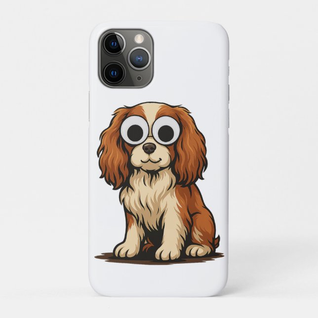 Capa Para iPhone 11 Pro Ilustração de Cachorrinho com Olhos Saltitantes Fo (Verso)