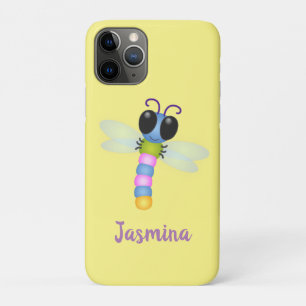 Capa Para iPhone 11 Pro Ilustração de desenho animado de libélula azul