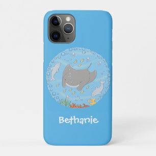 Capa Para iPhone 11 Pro Ilustração de desenho animado de manta-branca e bo