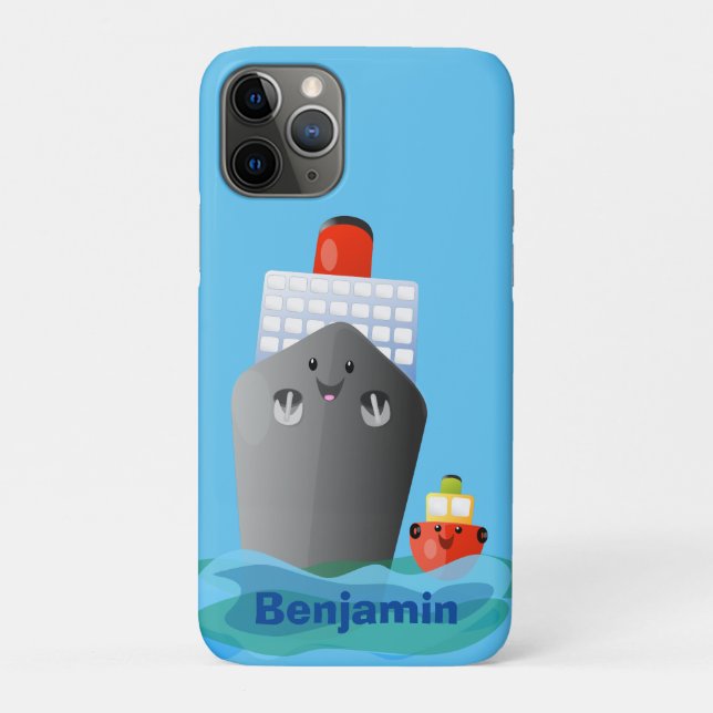 Capa Para iPhone 11 Pro Ilustração de desenho animado do navio de linha do (Verso)