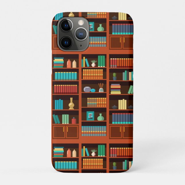 Capa Para iPhone 11 Pro Ilustração de Estante de Livros  (Verso)